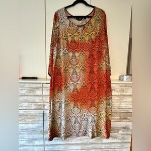 🌺 Mlle Gabrielle Boho Paisley Dolman Sleeve Dress 1X